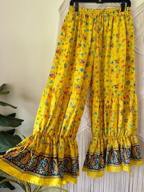 Wild Child Palooza Wide Leg & Bloomer Style Cinch Silk Pants OS 3X & Under